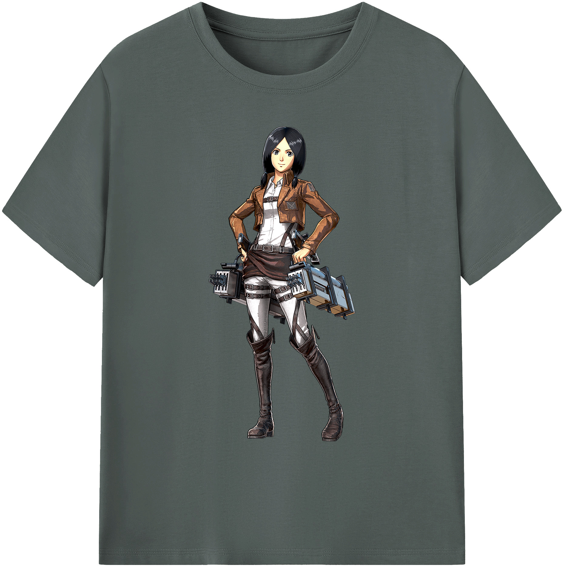 （画像用） 進撃の巨人 ミカサ·アッカーマン Attack on Titan Mikasa Ackerman 綿100％ メンズ半袖Tシャツ｜肌触りやわらか＆通気性